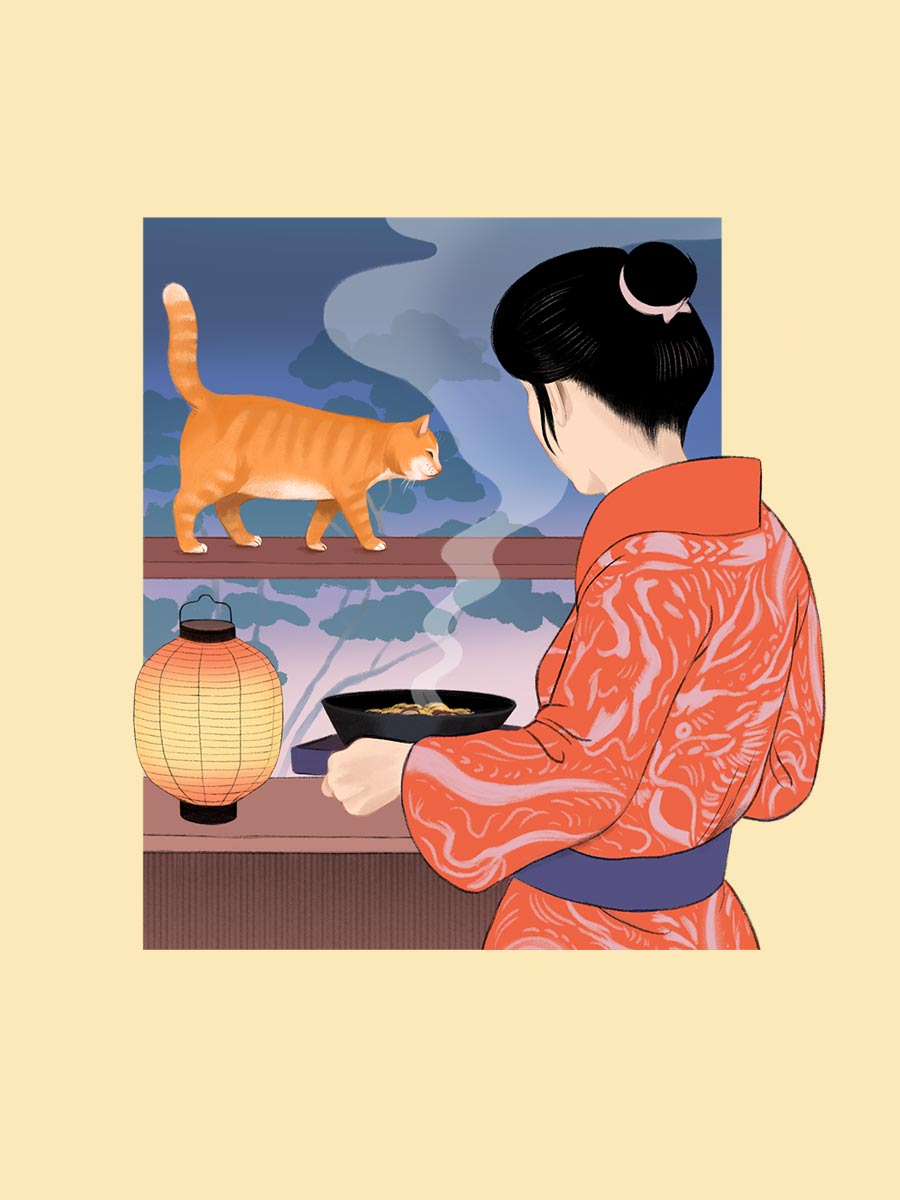mysteries of Kamogawa tabern, hisashi Kashiwai, kioto, kyoto, foodie book, cosy mystery, novela, novel, book cover book cover art, illustration