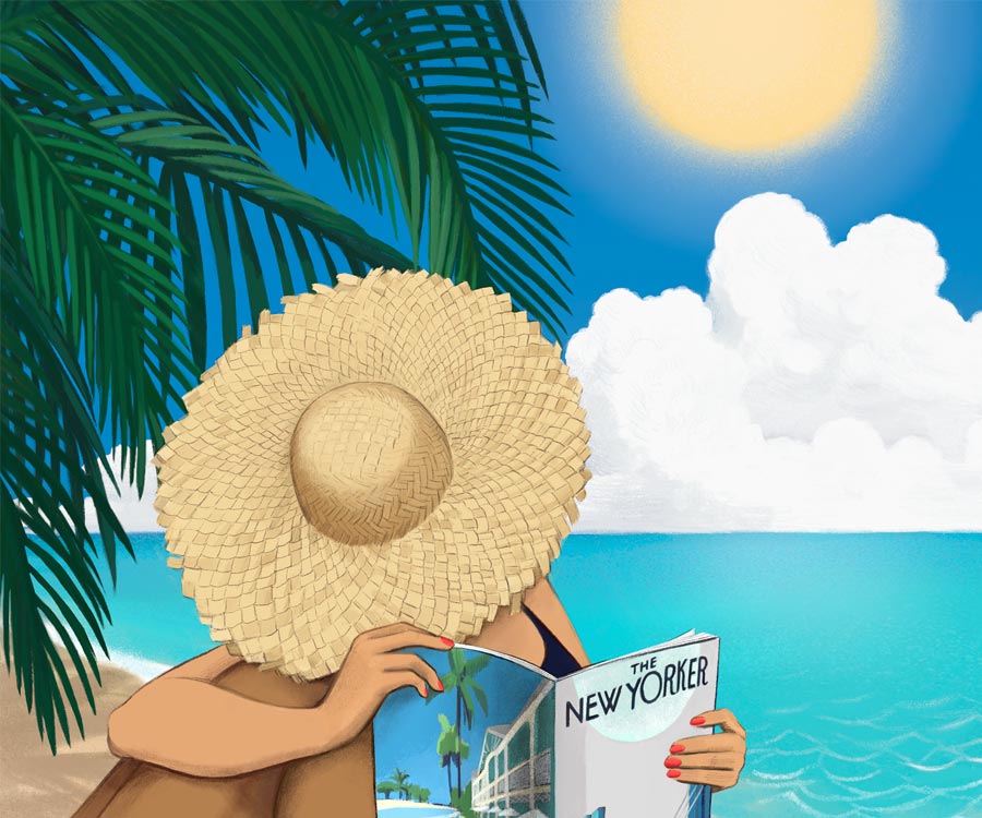 Silja Götz, Silja Goetz, Magazine illustration, advertorial, publireportaje, Sandals ressorts, Caribe, The New Yorker